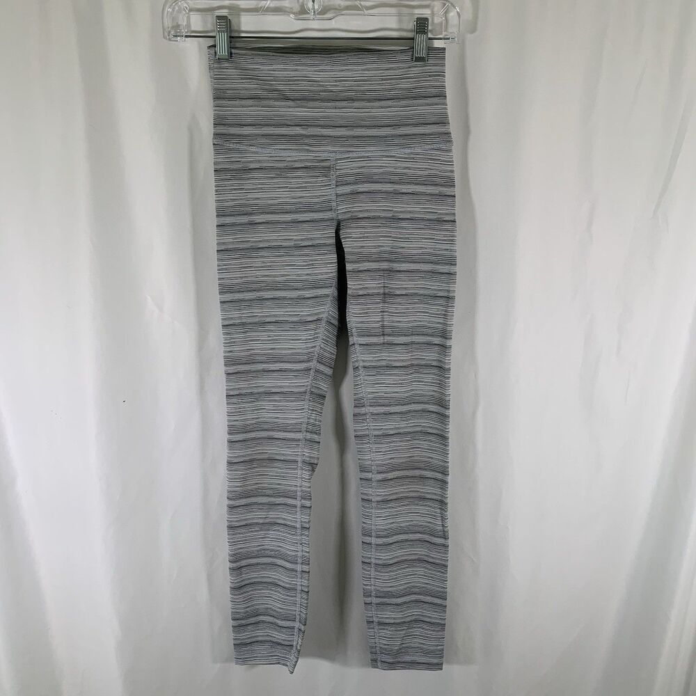 Lululemon Leggings Women's 4 White Grey Heathered Pull On Stretchy